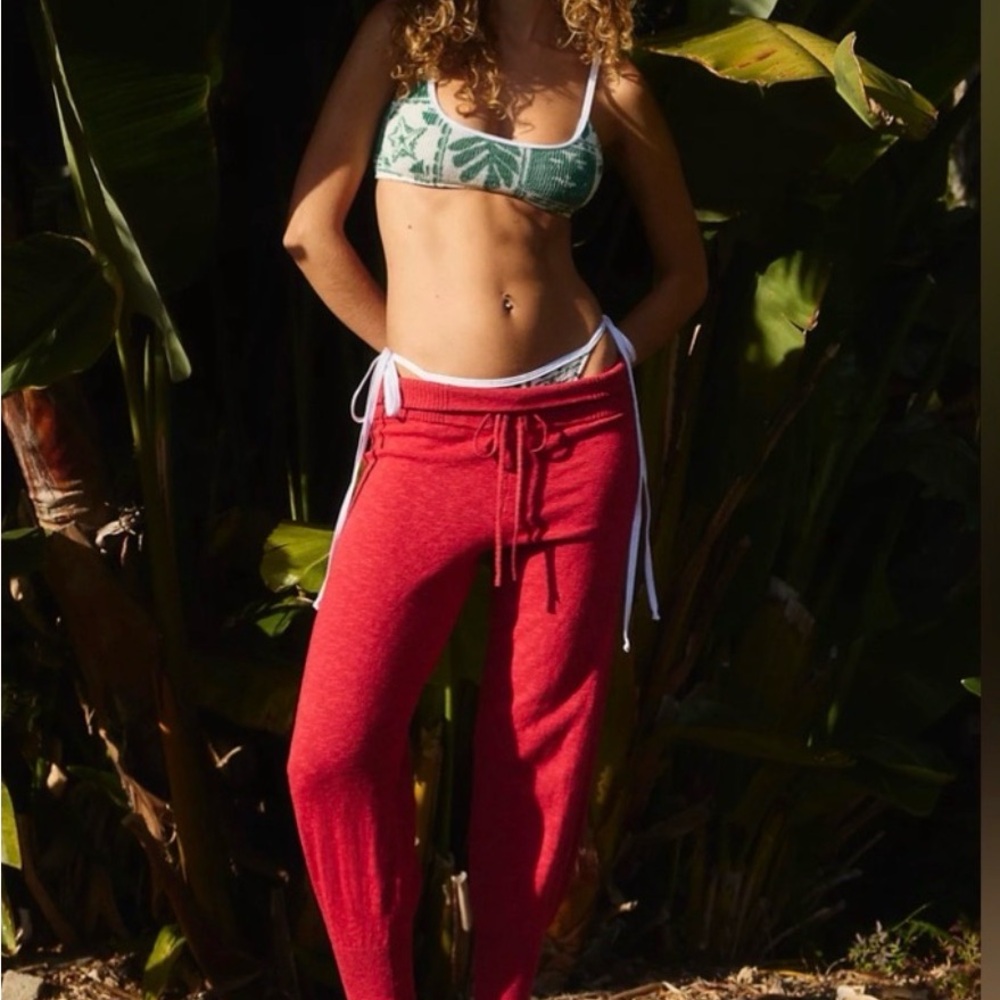 NWT - Free People Beach Sika Sweater Pants in Rubies Combo